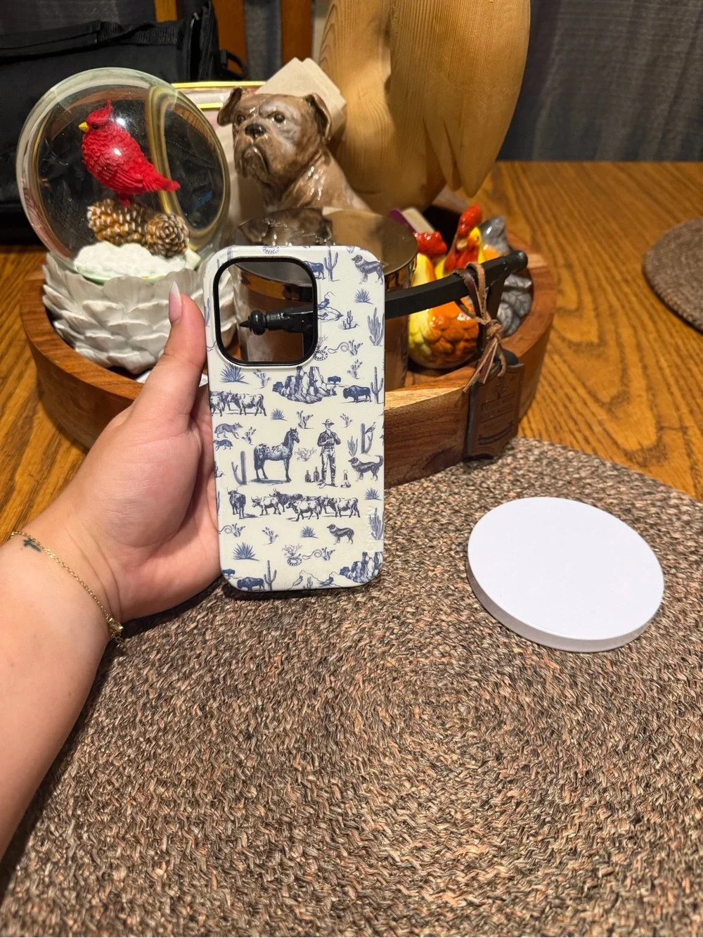 Stylish White & Navy Western Print Phone Case - Casely for iPhone 15 pro
